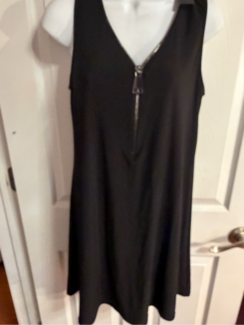 Ariella Black V-Neck Sleeveless Zip-Front Dress